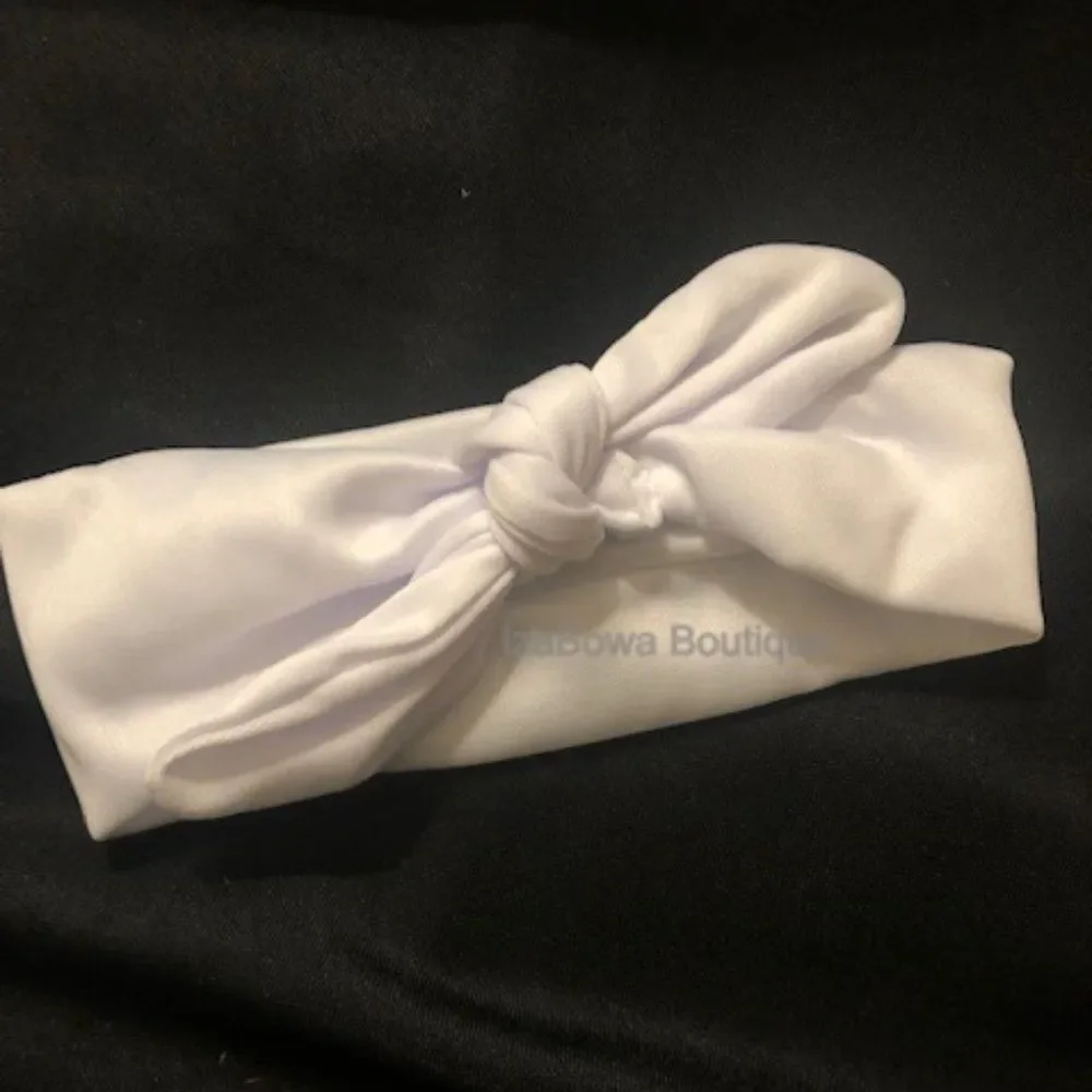 White top knot Jersey Headband  JKH27 Handmade NWT Boutique